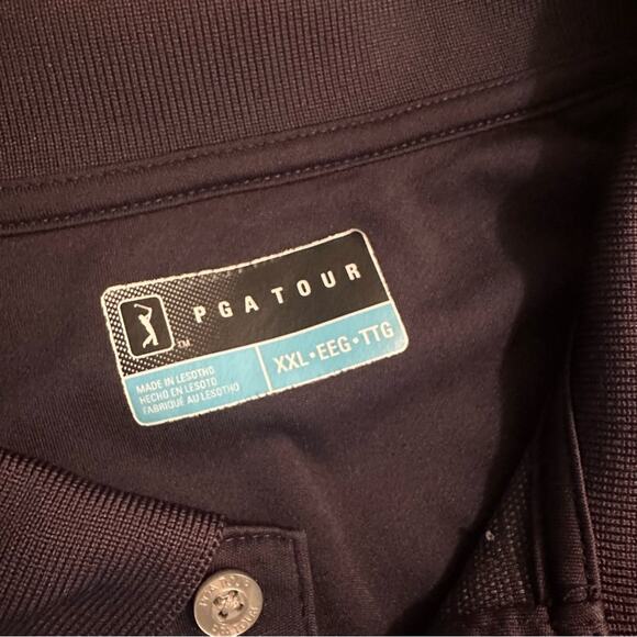 PGA Tour Men’s Navy Blue Checkered Polo, Window Pane, XXL - Picture 2 of 9